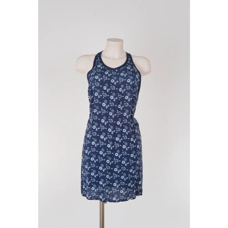 Abito Vintage La Perla Copricostume Blu Floreale Mare Beachwear S/M