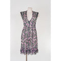 Vestito copricostume floreale seta velata vintage con inserti in pizzo nero S/M