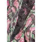 Vestito copricostume floreale seta velata vintage con inserti in pizzo nero S/M