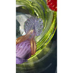 Murano Glass Green Bird Bath /Nest Bowl 5 Multicolor Removable Songbirds