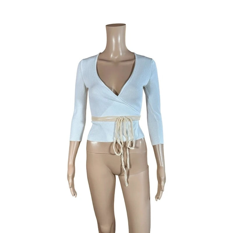 Cardigan Stefanel incrociato bianco wrap around S