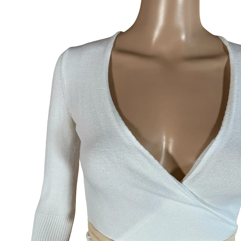 Cardigan Stefanel incrociato bianco wrap around S