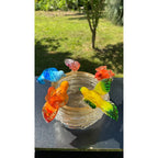 Murano Glass Bird Bath Nest Bowl 5 Multicolor Removable Songbirds Centerpiece