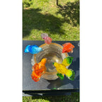 Murano Glass Bird Bath Nest Bowl 5 Multicolor Removable Songbirds Centerpiece