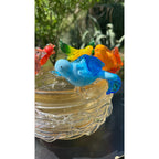 Murano Glass Bird Bath Nest Bowl 5 Multicolor Removable Songbirds Centerpiece