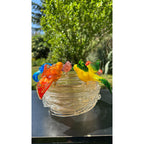 Murano Glass Bird Bath Nest Bowl 5 Multicolor Removable Songbirds Centerpiece