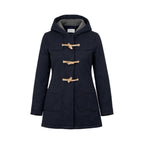 Women’s Wool Blend Duffle Coat – Navy Hooded Toggle Coat, Single-Breasted, Made in Italy Size M