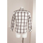 Camicia Vintage Blend Quadri Grigio Bianco Cotone Casual Uomo M
