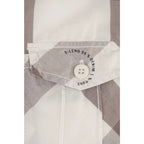 Camicia Vintage Blend Quadri Grigio Bianco Cotone Casual Uomo M