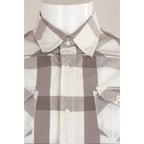 Camicia Vintage Blend Quadri Grigio Bianco Cotone Casual Uomo M