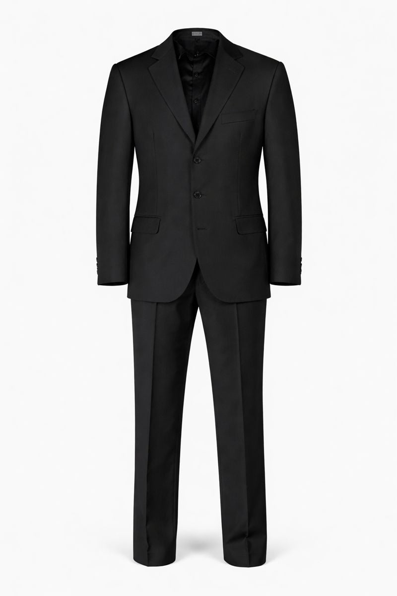 Magni Produzioni Men’s Black Wool Suit – Super 130’s Bonino Tessuti, Made in Italy EU54