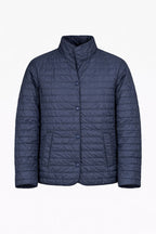 Men’s Quilted Puffer Jacket – Blue Lightweight Insulated Jacket, Stand Collar Size L