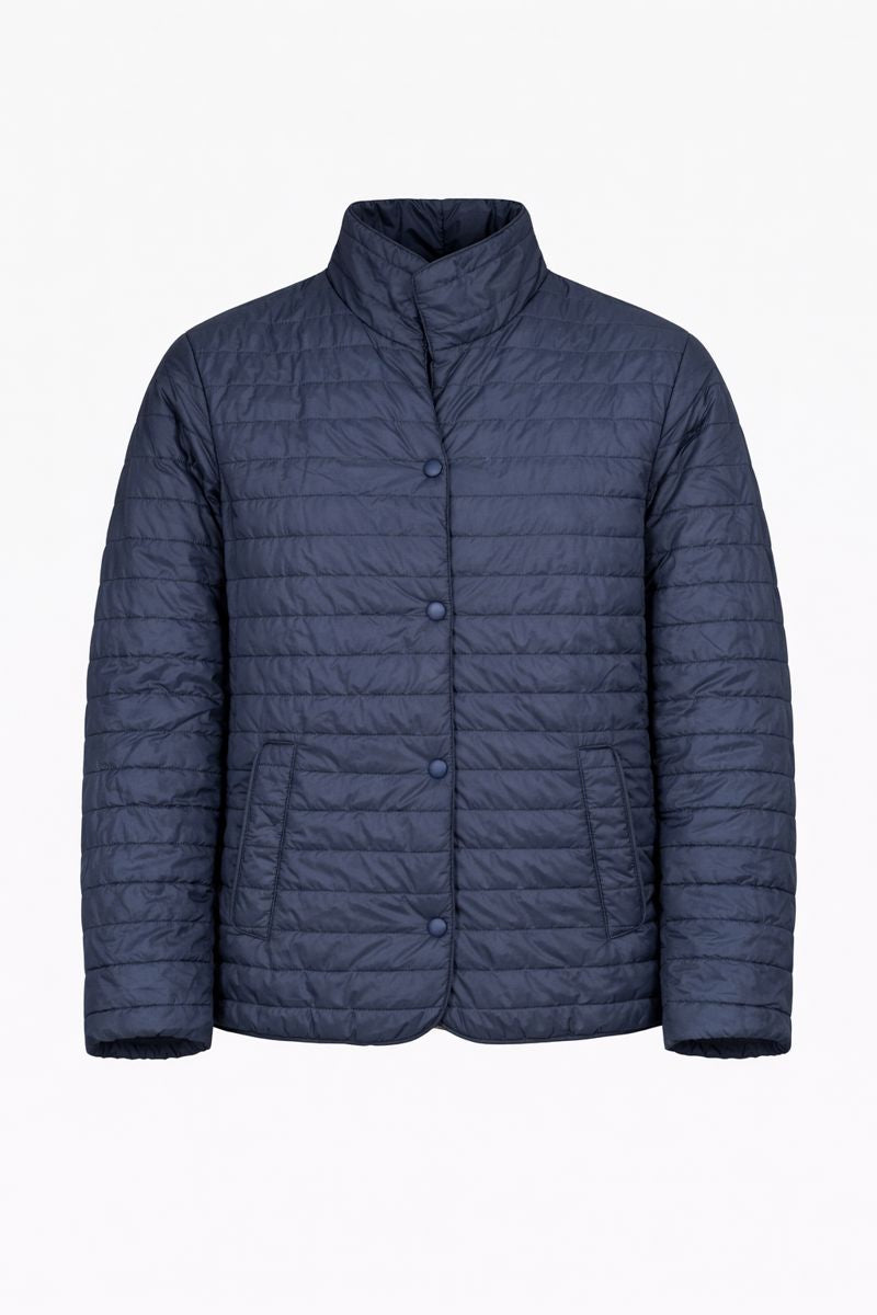 Men’s Quilted Puffer Jacket – Blue Lightweight Insulated Jacket, Stand Collar Size L