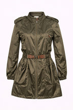 Massimo Dutti Woman Olive Green Utility Parka Jacket – Size M – Zip Front, Raglan Sleeve