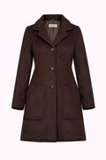 Woman's Agnona Vintage Brown Wool Coat – Single-Breasted Tailored Long Coat, Made in Italy (IT 40 / S)