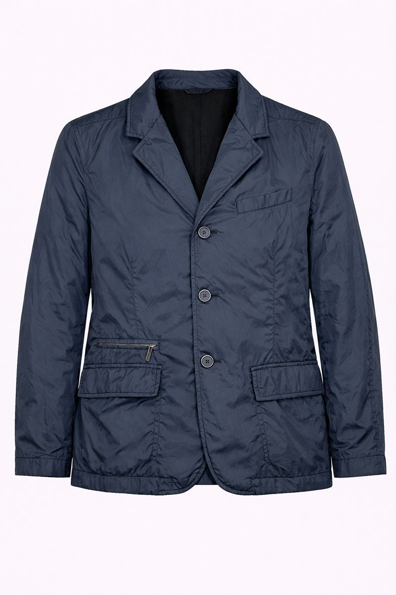 Navy blue jacket on a white background
