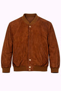 Vintage Brown Suede Bomber Jacket | Raglan Sleeve Classic Fit