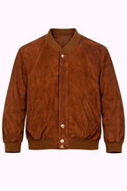 Vintage Brown Suede Bomber Jacket | Raglan Sleeve Classic Fit
