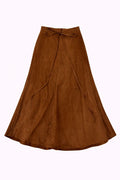 Vintage Brown Suede Leather Wrap Skirt with Tie Waist & Pockets – Made in Italy