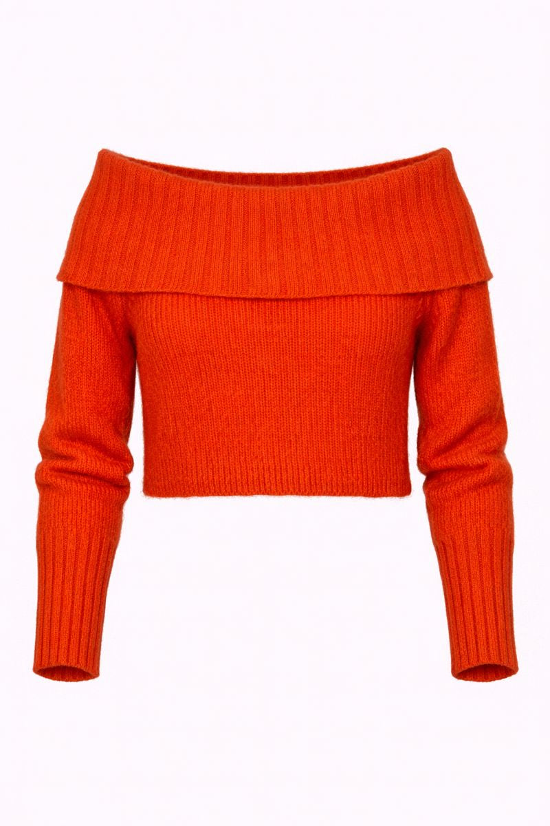 McQ Alexander McQueen Orange Mohair Blend Cropped Knit Sweater XS