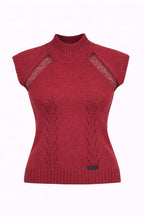 Dolce & Gabbana Women’s Vintage Knit Top with Lace Inserts – Wool Blend – Size S