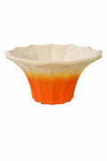 Vintage Ceramic Vase / Bowl – Orange to Cream Ombre, Scalloped Rim – Ø 28 cm