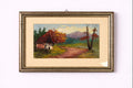 Vintage Italian Framed Landscape Painting – Hand-Painted Countryside Scene, Made in Italy
