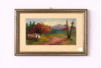 Vintage Italian Framed Landscape Painting – Hand-Painted Countryside Scene, Made in Italy