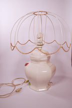 Vintage Hand-Painted Italian Ceramic Table Lamp by ESTE C.E. – Floral Motif, Made in Italy (c. 1960s–1970s)
