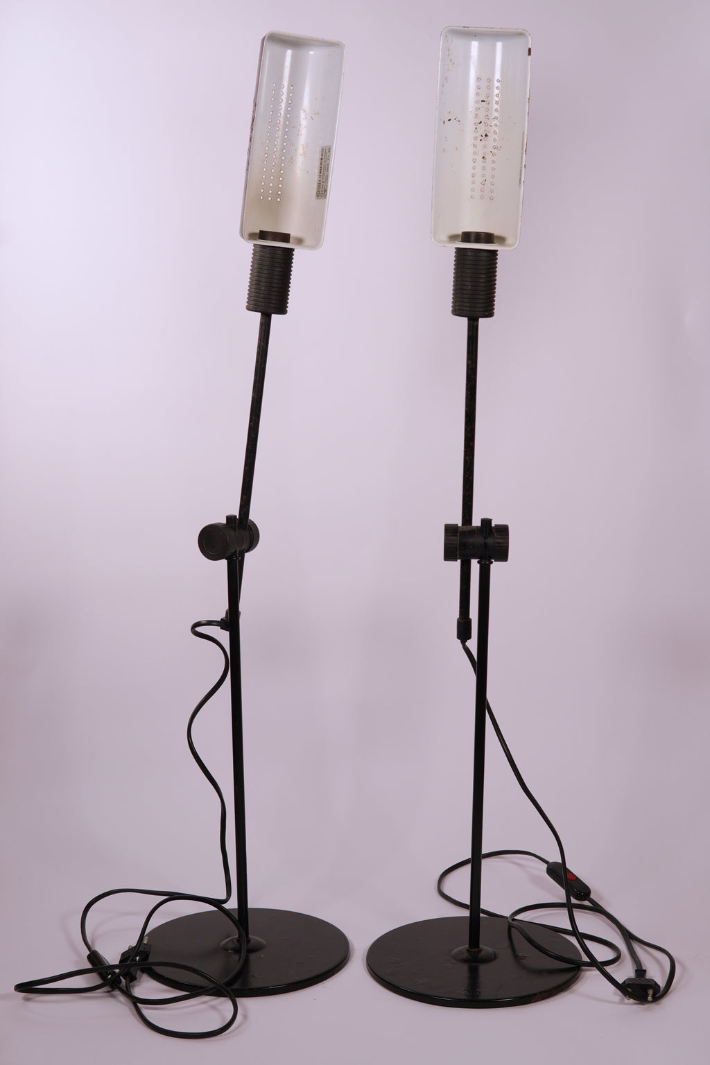 Vintage Industrial Adjustable Metal Table / Floor Lamps – Pair (c. 1970s–1980s)