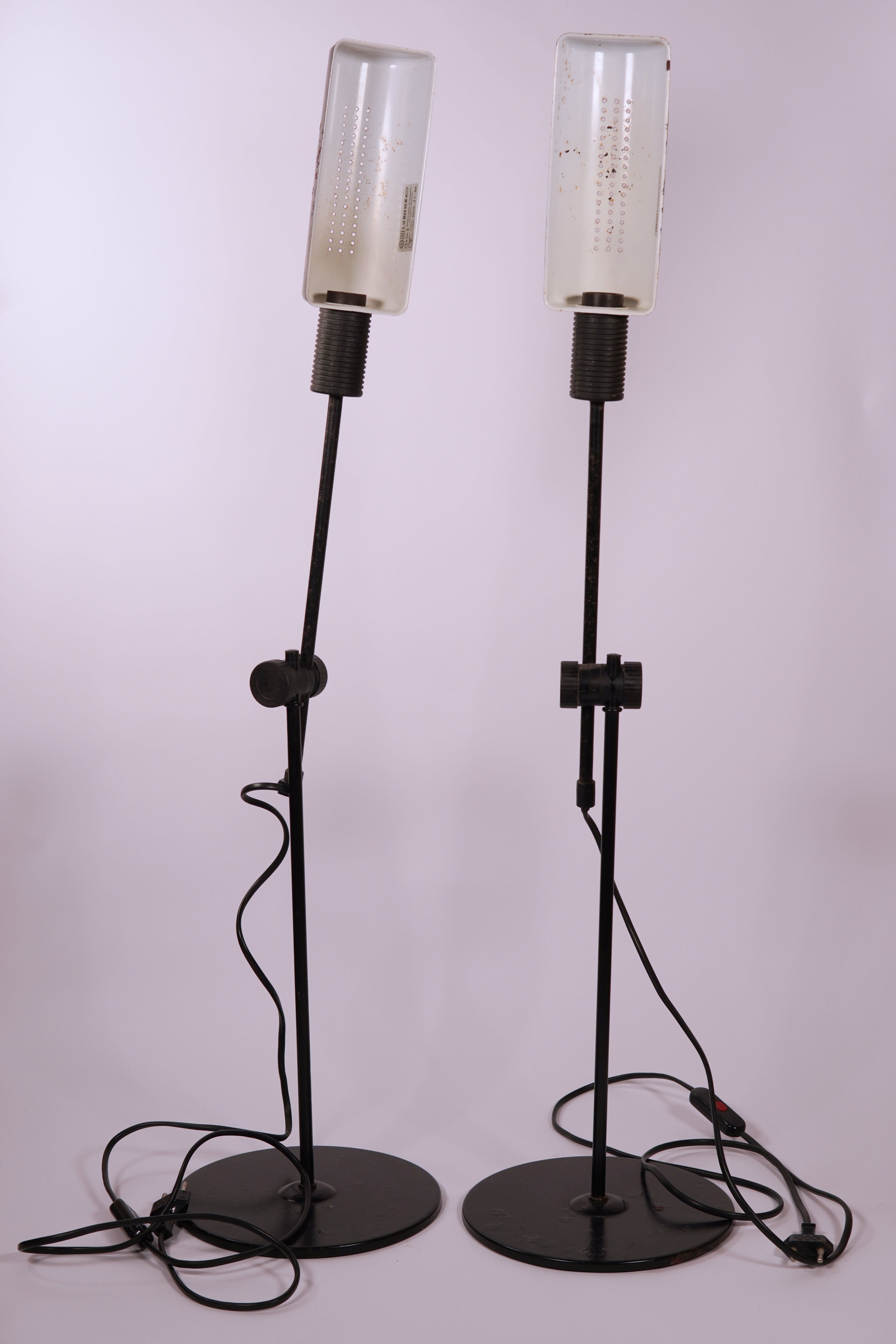 Vintage Industrial Adjustable Metal Table / Floor Lamps – Pair (c. 1970s–1980s)