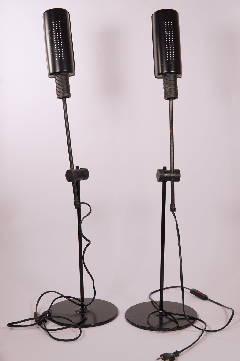 Vintage Industrial Adjustable Metal Table / Floor Lamps – Pair (c. 1970s–1980s)