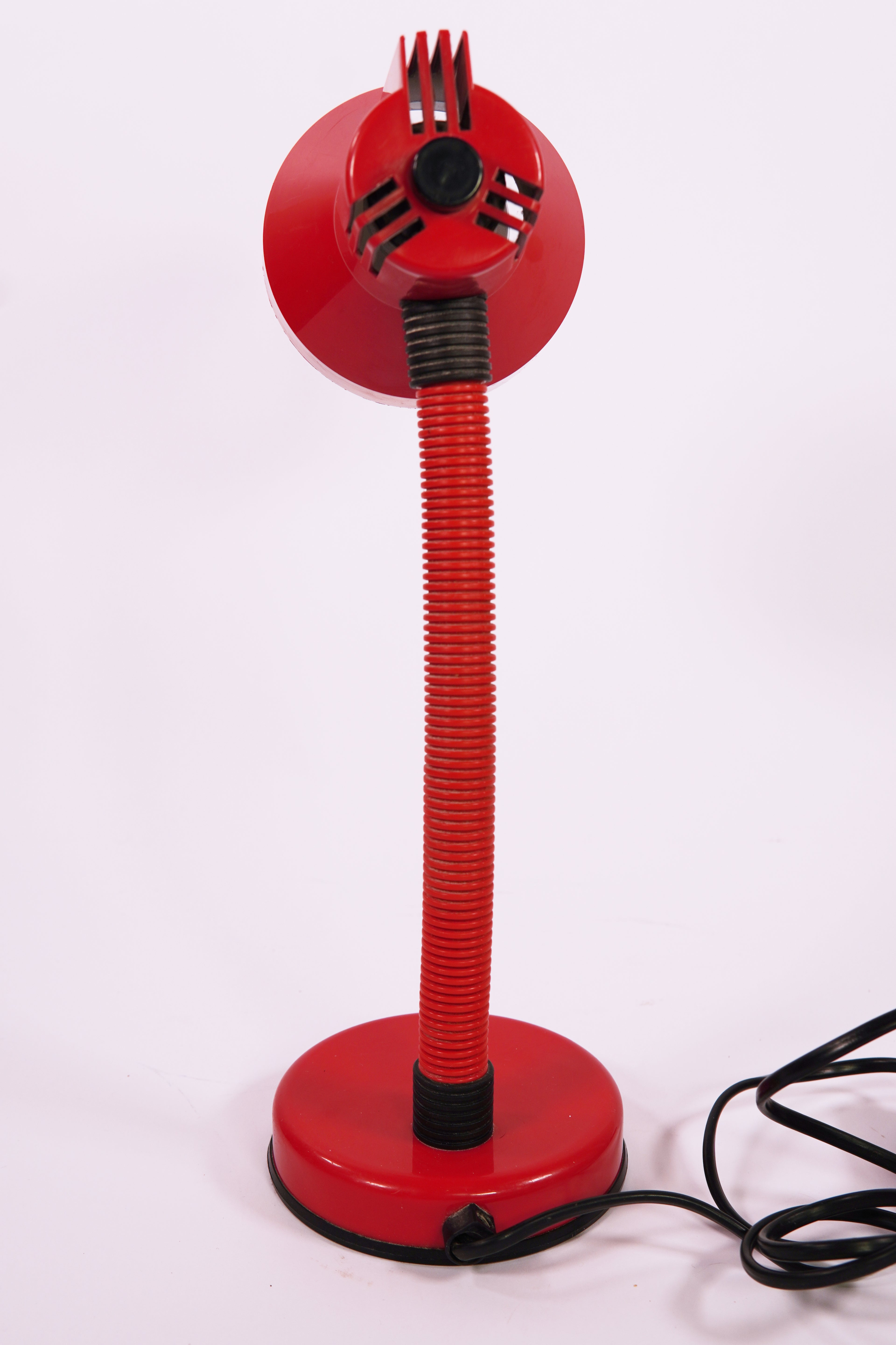 Vintage 1980s Veneta Lumi Red Desk Lamp – Sculptural Italian Design, Made in Italy