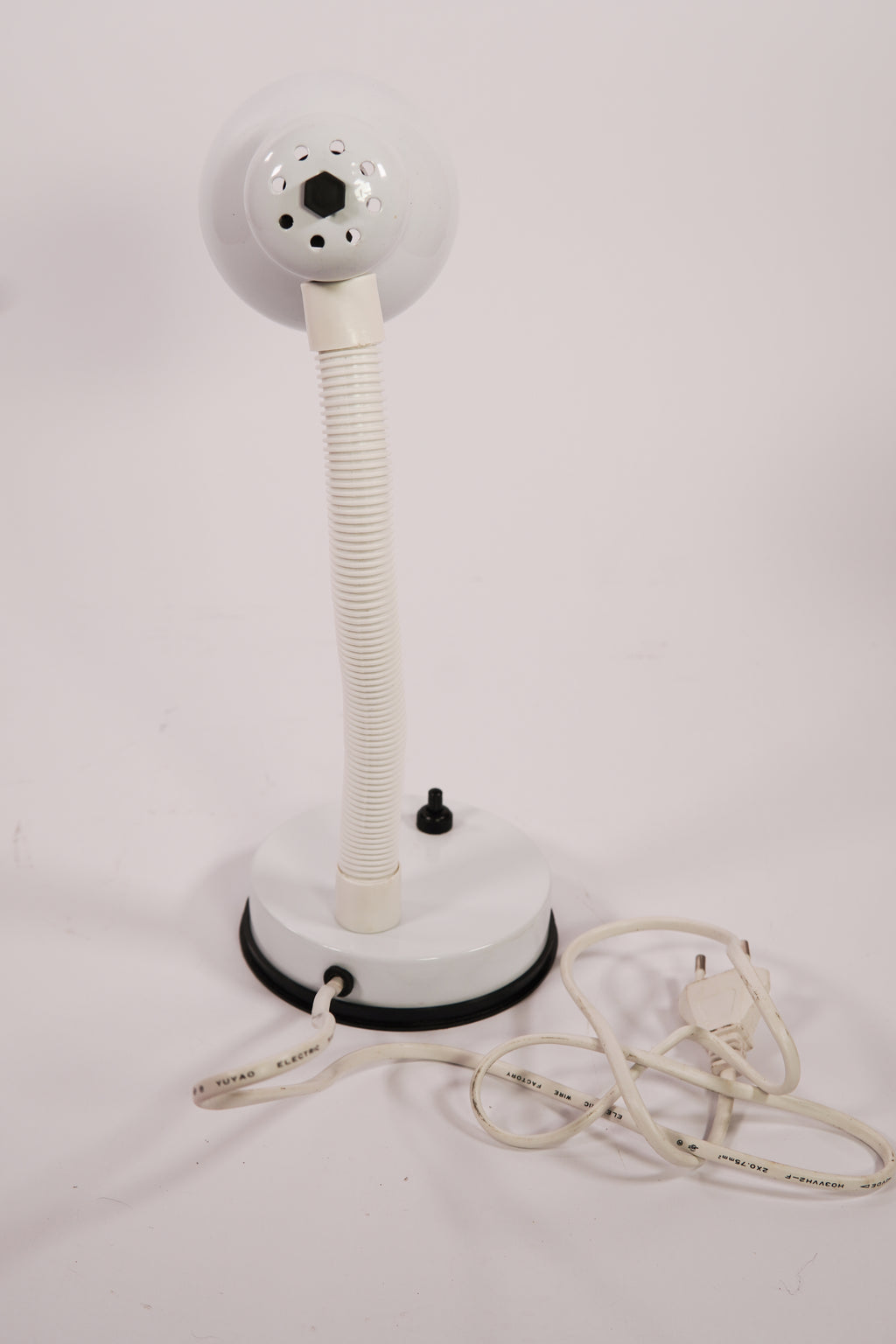 White adjustable lamp with flexible neck on a white background