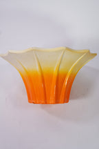 Vintage Ceramic Vase / Bowl – Orange to Cream Ombre, Scalloped Rim – Ø 28 cm
