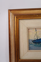Vintage Italian Nautical Painting with Fishing Boats – Framed, 1980s, Made in Italy