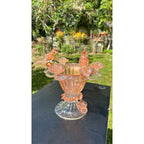 Murano Glass Bowl Pink Rose Gold Bird Bath Pedestal 3 Removable Birds