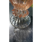 Murano Glass Bowl Pink Rose Gold Bird Bath Pedestal 3 Removable Birds