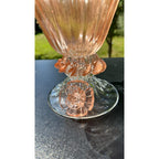 Murano Glass Bowl Pink Rose Gold Bird Bath Pedestal 3 Removable Birds