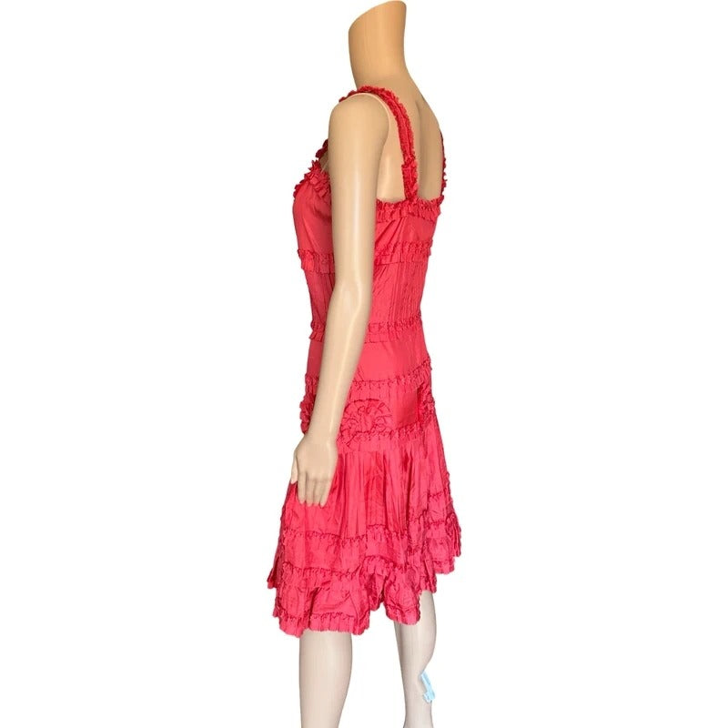 Abito vintage Blumarine in seta rosa acceso Made in Italy romantic Y2K M