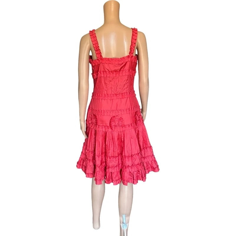 Abito vintage Blumarine in seta rosa acceso Made in Italy romantic Y2K M