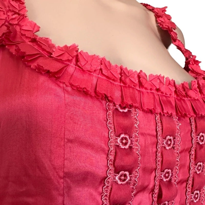 Abito vintage Blumarine in seta rosa acceso Made in Italy romantic Y2K M
