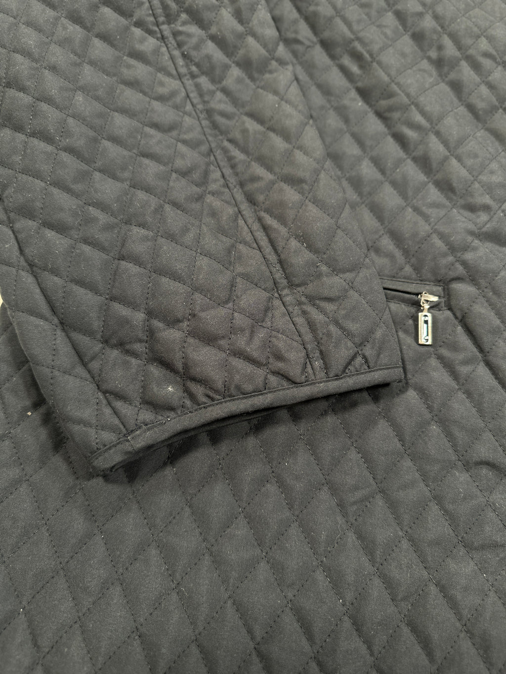 Vintage Elegant Project Quilted Jacket – Navy Blue Polyester Coat Size L