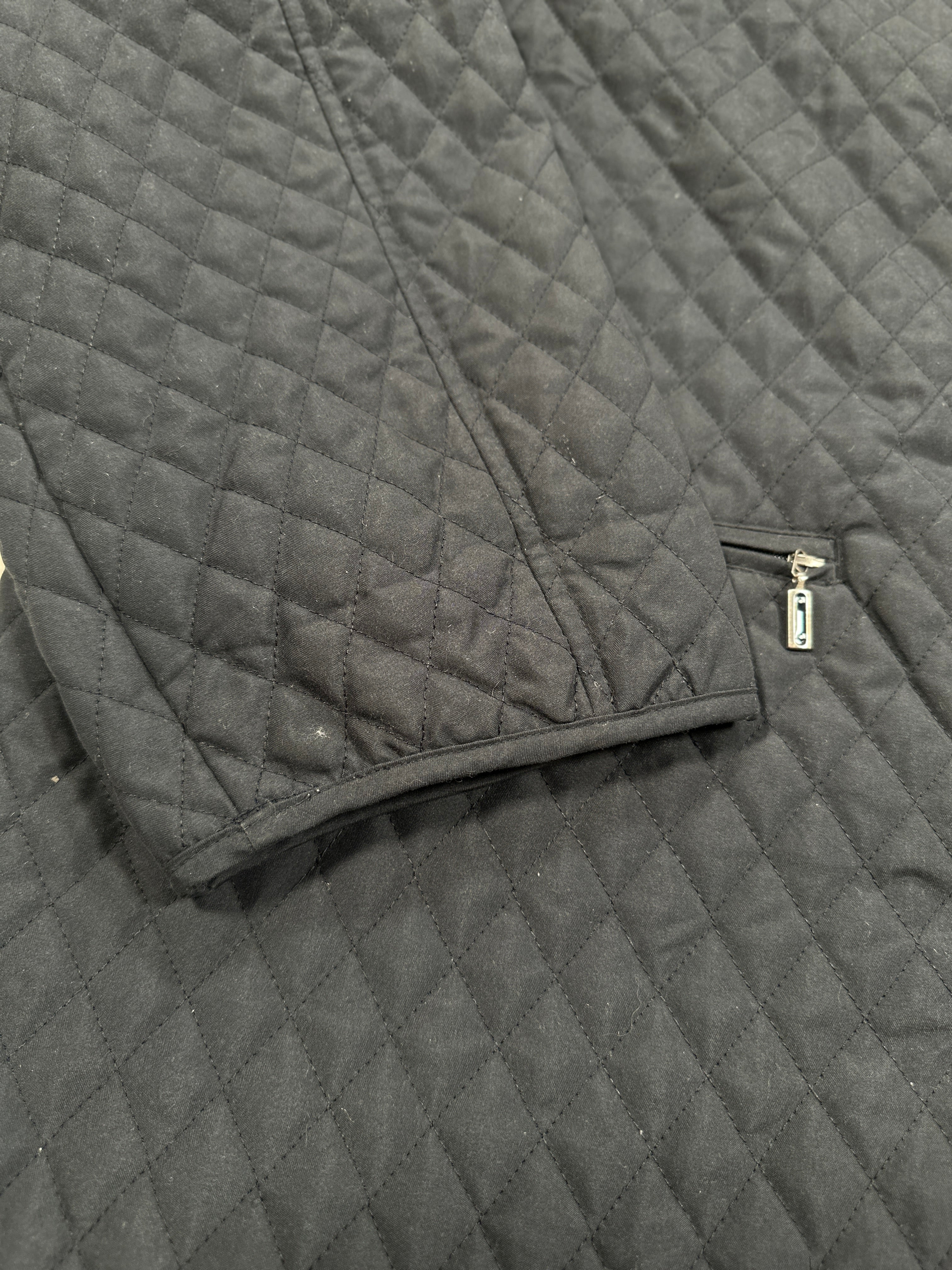 Vintage Elegant Project Quilted Jacket – Navy Blue Polyester Coat Size L