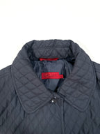 Vintage Elegant Project Quilted Jacket – Navy Blue Polyester Coat Size L