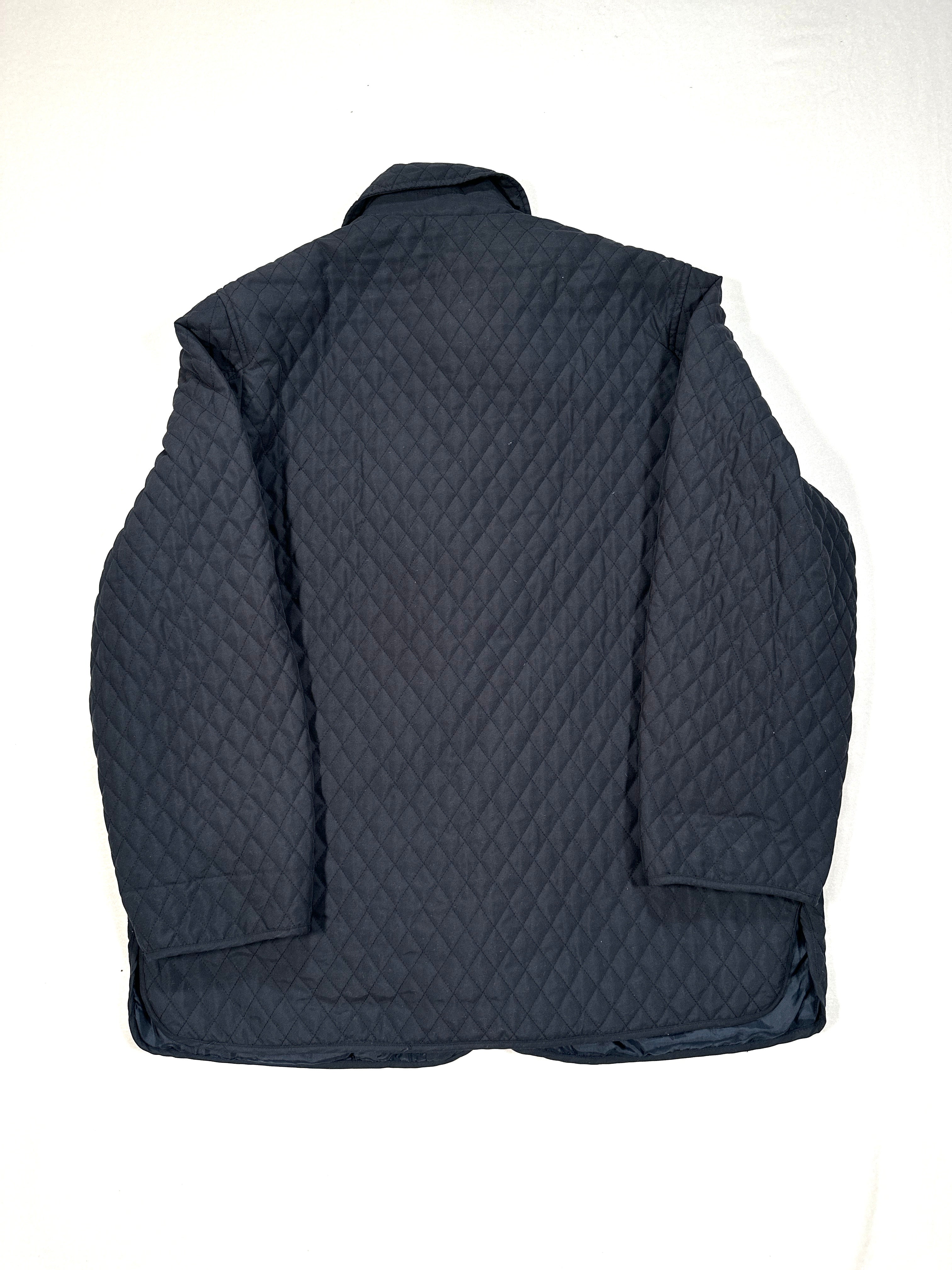 Vintage Elegant Project Quilted Jacket – Navy Blue Polyester Coat Size L