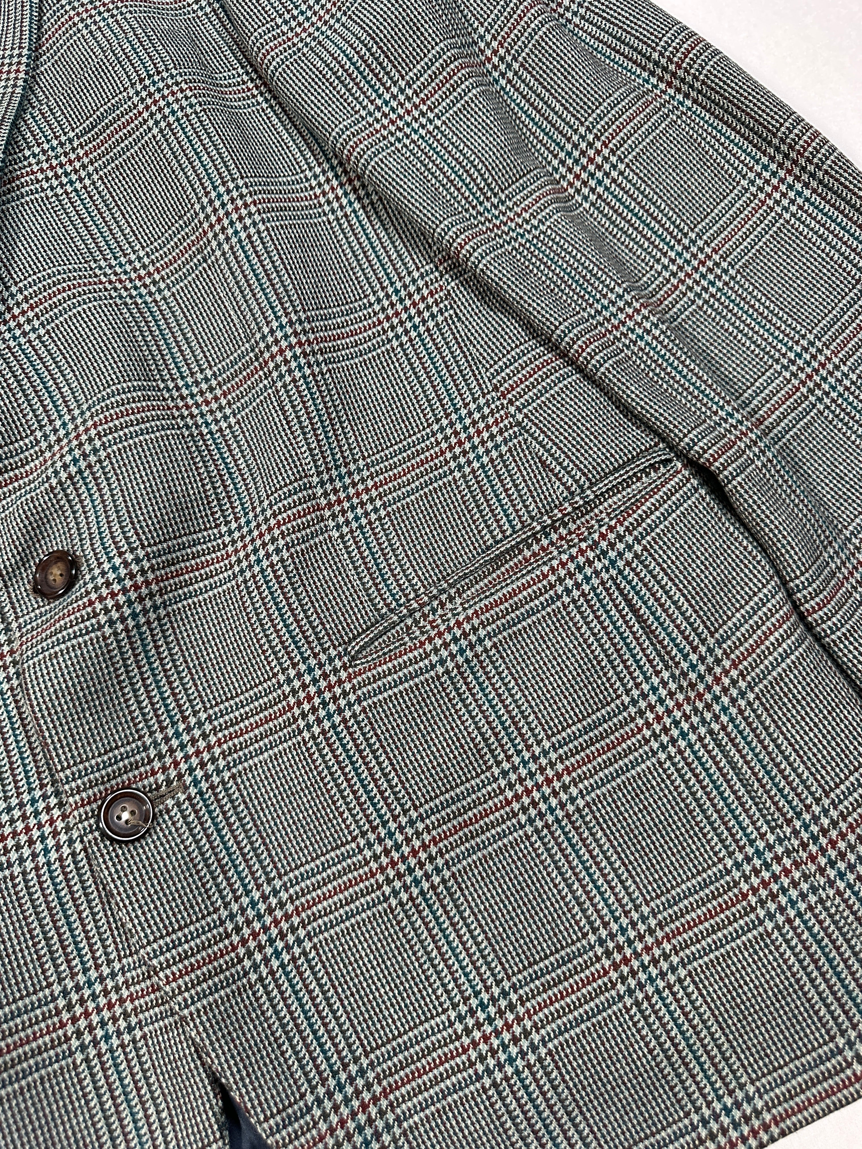 Stradivari Vintage Plaid Wool & Cashmere Blazer – Made in Italy, Tailored Man Jacket Size M