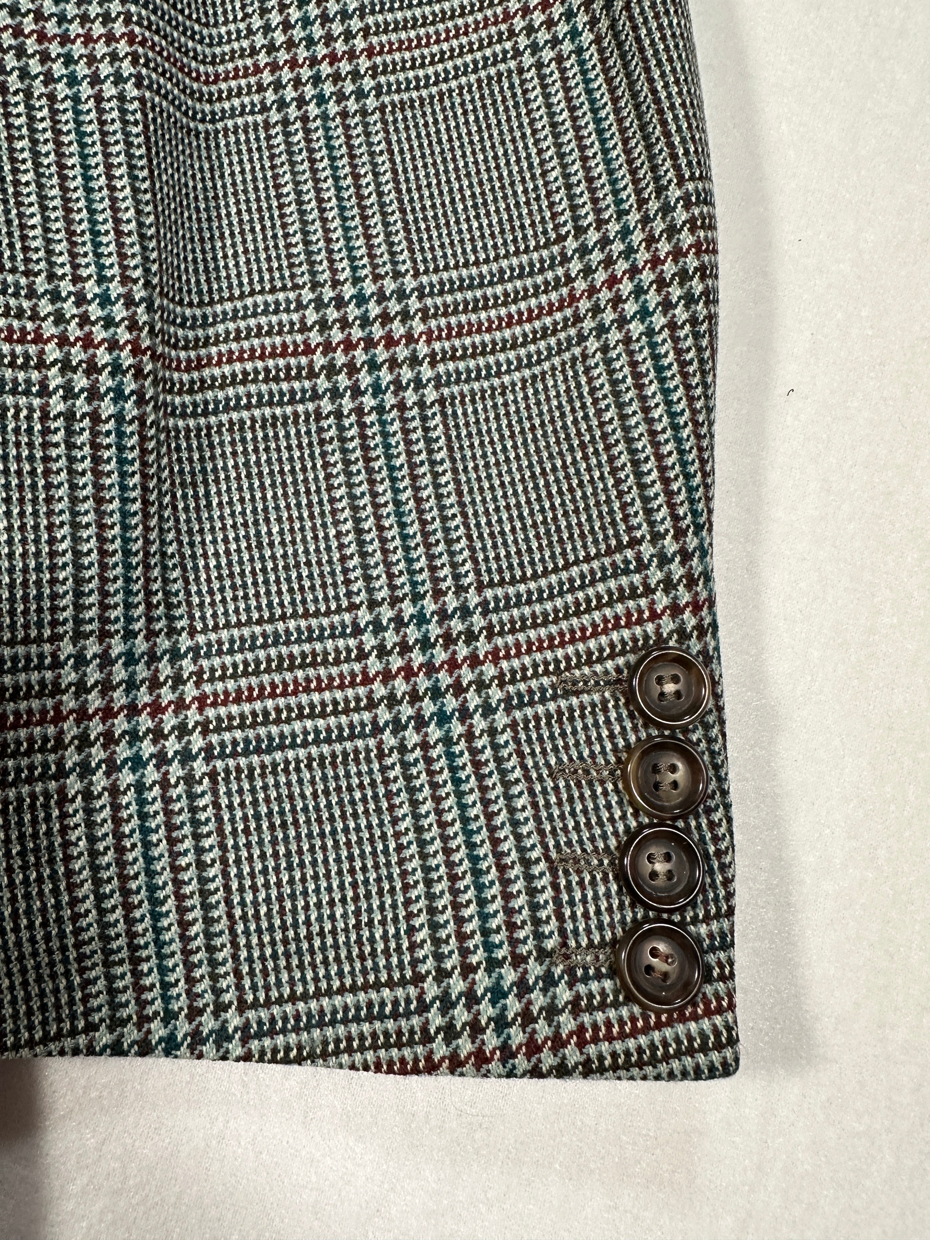 Stradivari Vintage Plaid Wool & Cashmere Blazer – Made in Italy, Tailored Man Jacket Size M