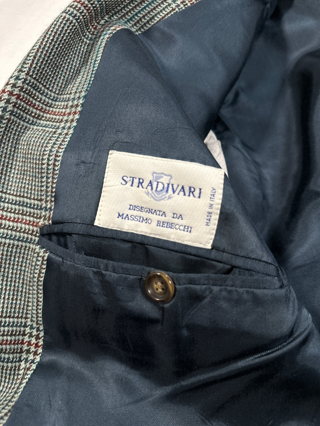 Stradivari Vintage Plaid Wool & Cashmere Blazer – Made in Italy, Tailored Man Jacket Size M