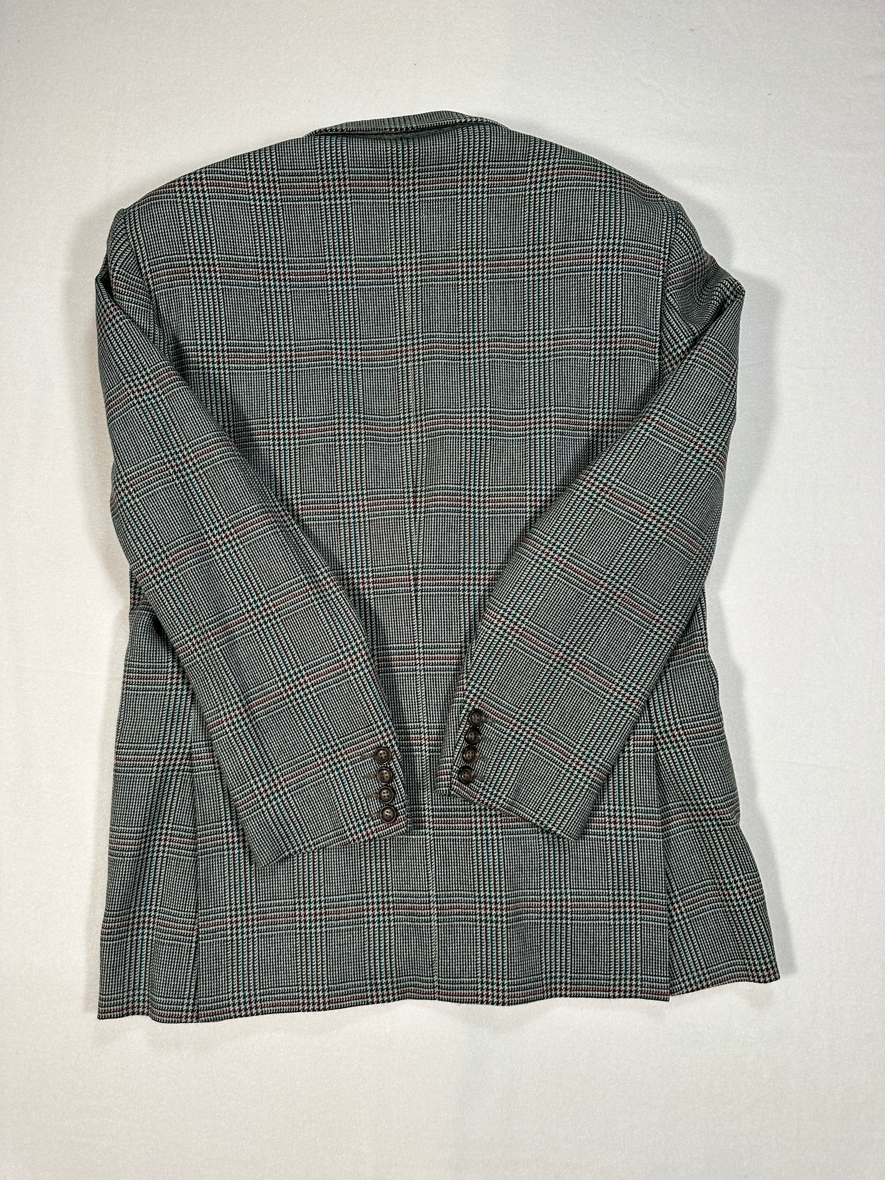 Stradivari Vintage Plaid Wool & Cashmere Blazer – Made in Italy, Tailored Man Jacket Size M